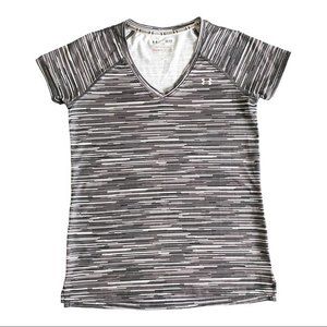 Under Armour Womens Marled Athletic Top Tshirt size Small Black White Gray